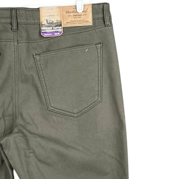 NWT Weatherproof Vintage Men Bonded Fleece Lined Green Canvas Pant 40x30 Regular - Picture 13 of 16